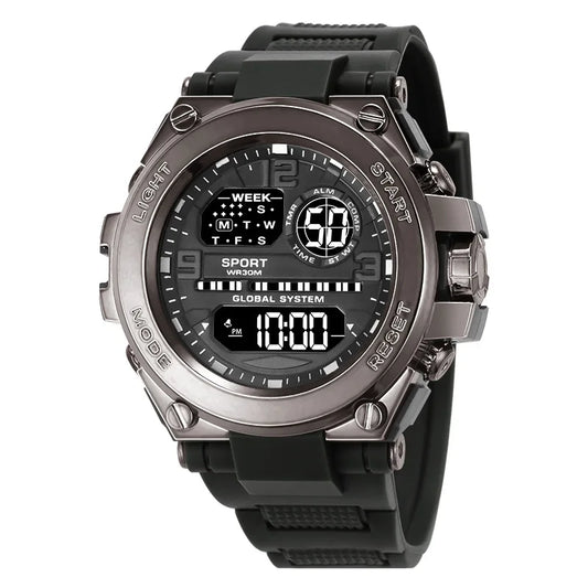 Multifunction Men’s Sports Watch with LED Dial